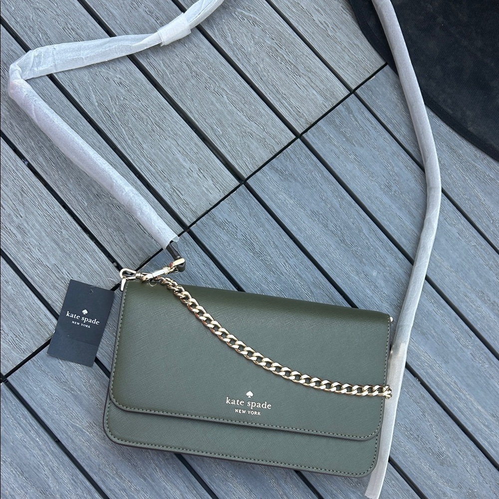 kate spade Olive Green Crossbody with Gold Chain-